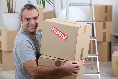 Packed boxes and furniture prepared for truck hire