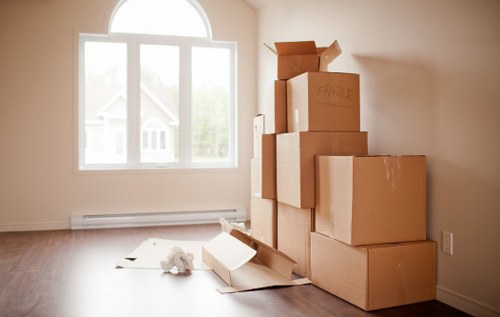 Dismantled bedroom furniture prepared for pick-up in a South Croydon property
