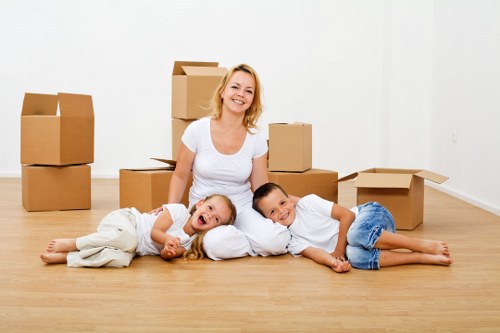 Packed boxes and household items prepared for transport